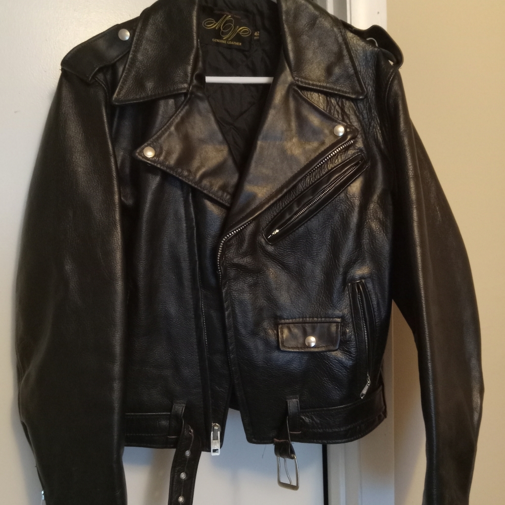 Vintage Montgomery Ward leather motorcycle jacket.